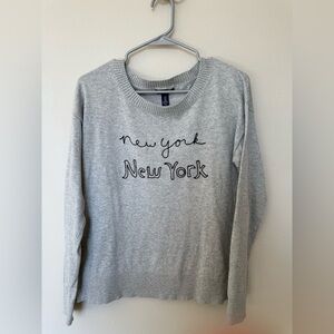 GAP Gray Crew Neck Sweater with New York Design
